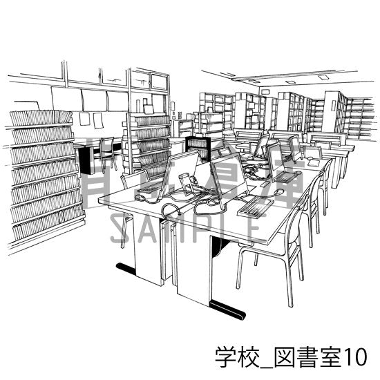 学校_セット23(図書室)
