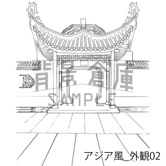 アジア風建物の背景です。