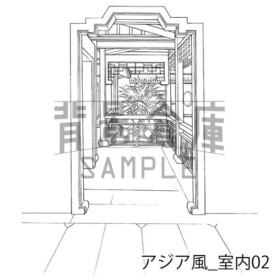 アジア風建物の背景です。