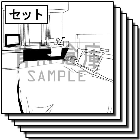 ホテルの室内と外観のセットです。(9枚組)
