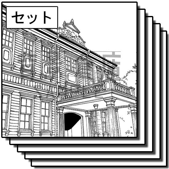 明治大正風の建物外観セットです。（6枚組）