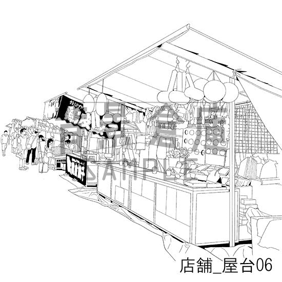 店舗の背景集_セット9(屋台)