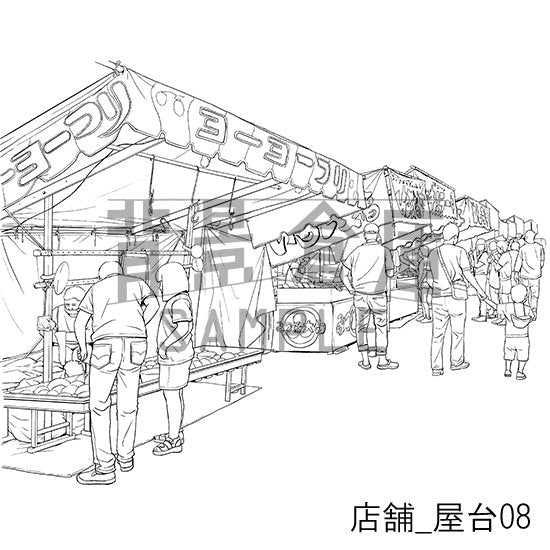 店舗の背景集_セット9(屋台)