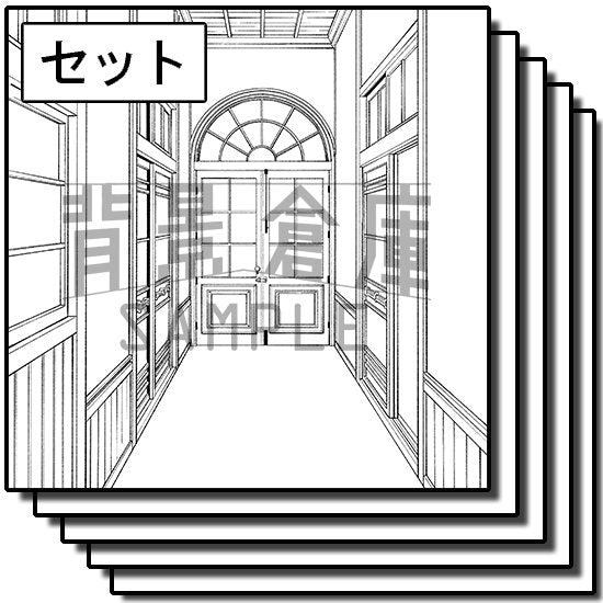 明治大正風の屋内のセットです。(10枚組)