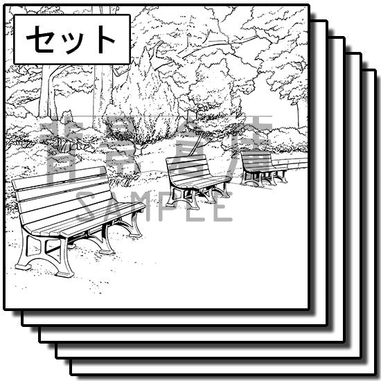 公園の背景セットです。(7枚組)