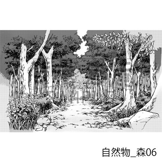 森の背景(トーンつき)です。