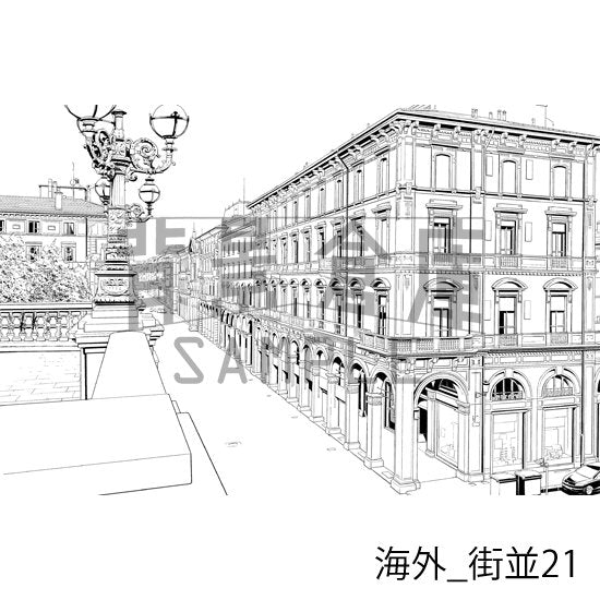 海外の背景集_セット4(街並)_トーン