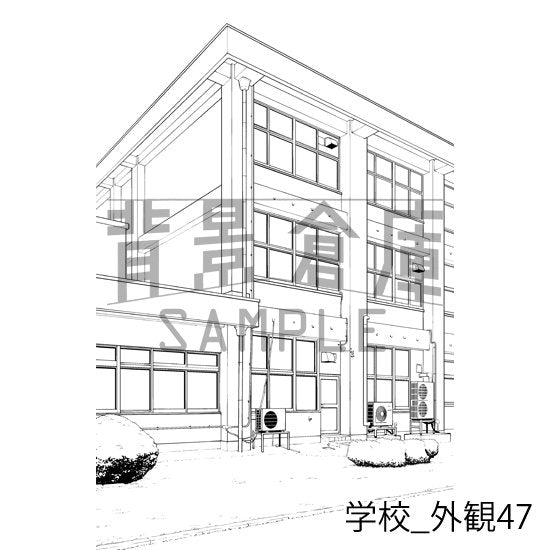 学校の背景集_セット29(外観)