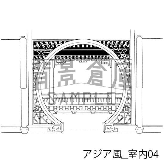 アジア風の背景集_セット1(外観 室内)_トーン