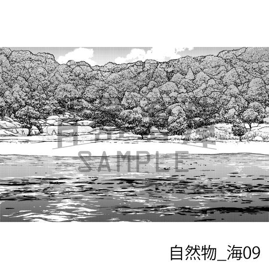 海の背景(トーンつき)です。