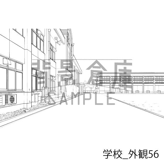 学校_背景素材集31（外観）_トーン