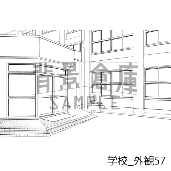 学校_背景素材集31（外観）_トーン