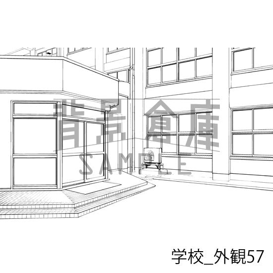 学校_背景素材集31（外観）_トーン