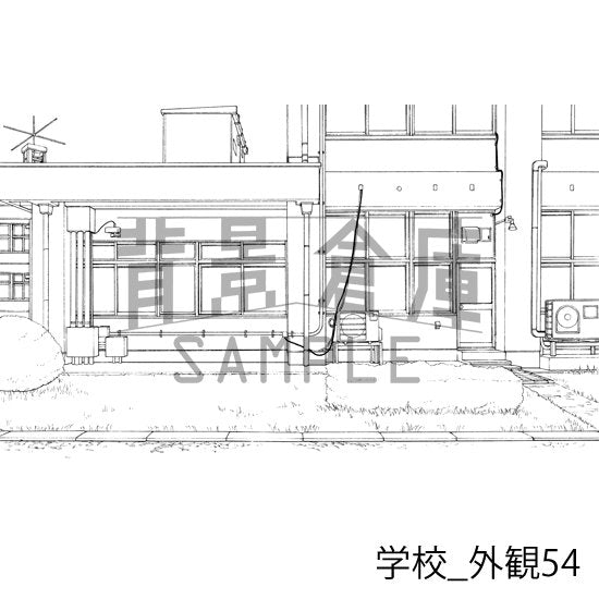 学校_背景素材集31(外観)_トーン