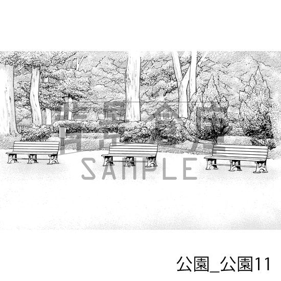 公園の背景(トーンつき)です。