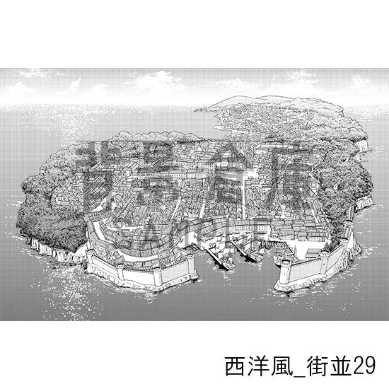 西洋風の街並(トーンつき)です。