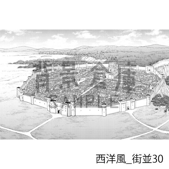 西洋風の街並(トーンつき)です。