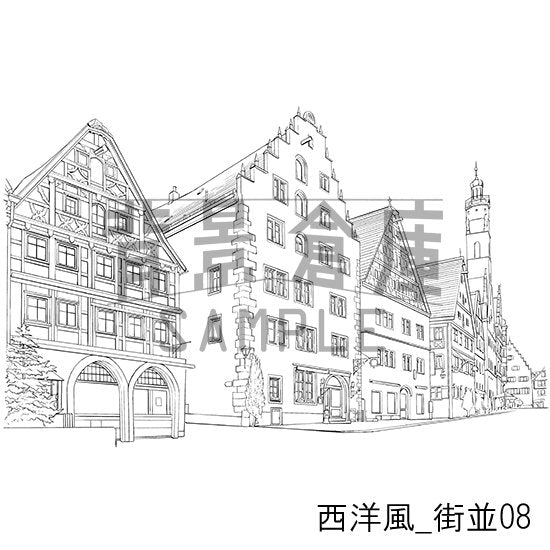 西洋風_街並08_トーン