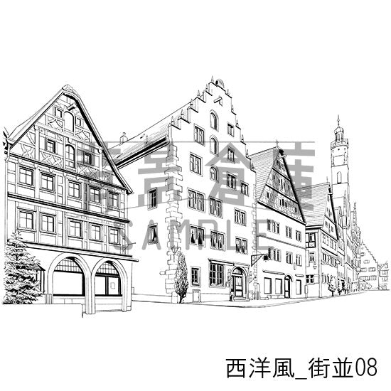 西洋風_街並08_トーン