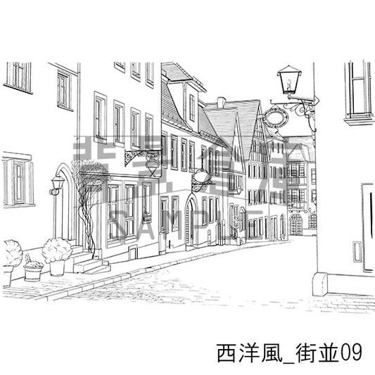 西洋風_街並09_トーン