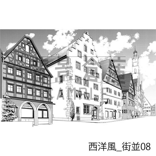 西洋風_背景素材集11(街並)_トーン