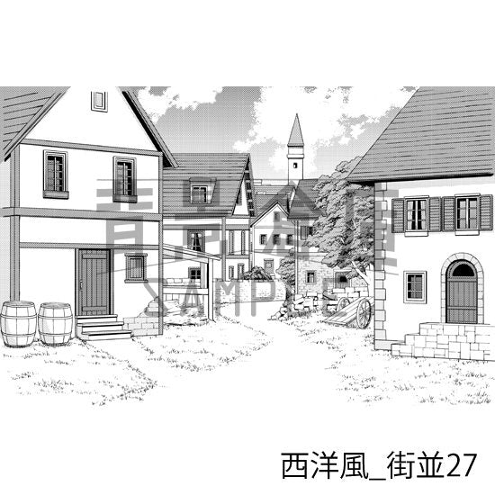 西洋風の街並(トーンつき)です。