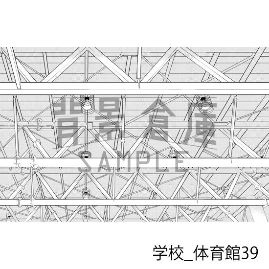 学校の体育館の背景(トーンつき)です。
