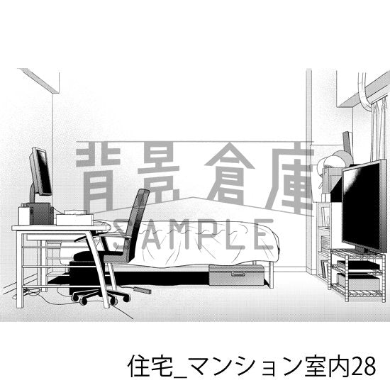 マンションの室内の背景(トーンつき)です。