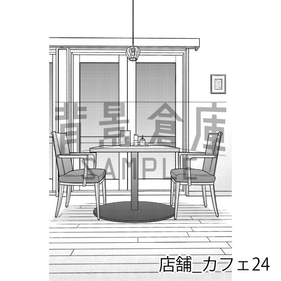 カフェの背景(トーンつき)です。