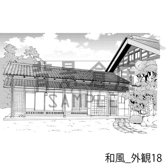 和風の外観の背景(トーンつき)です。