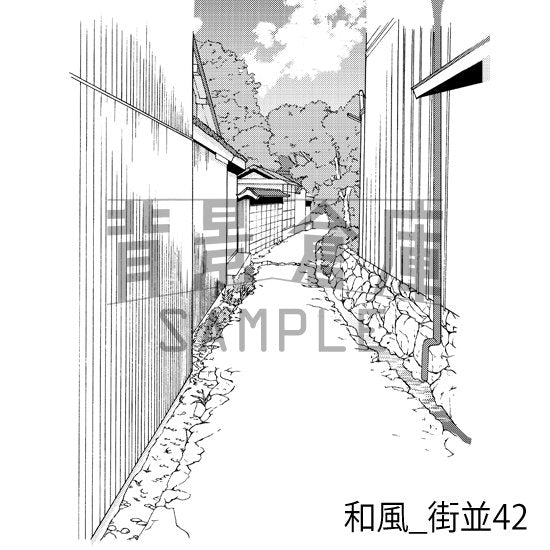 和風の街並(トーンつき)です。