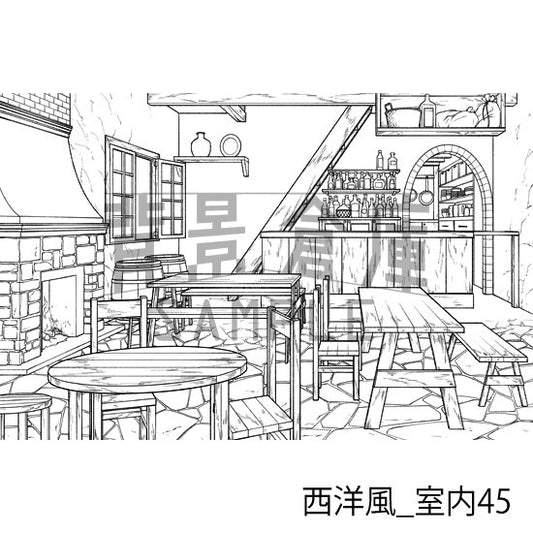 西洋風_室内45_トーン