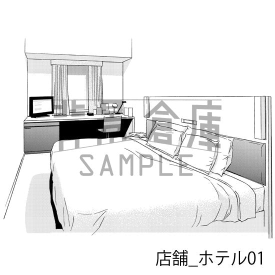 ホテルの背景(トーンつき)です。