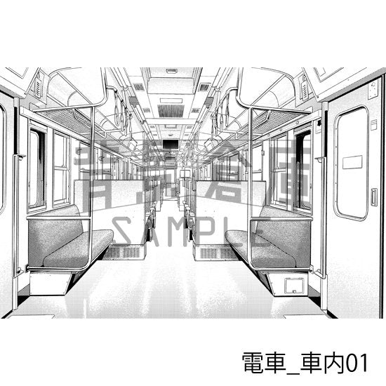 電車の車内（トーンつき）です。