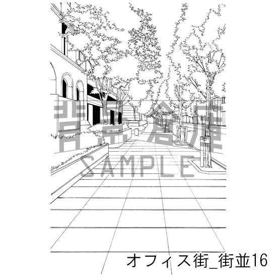 オフィス街_街並16_トーン