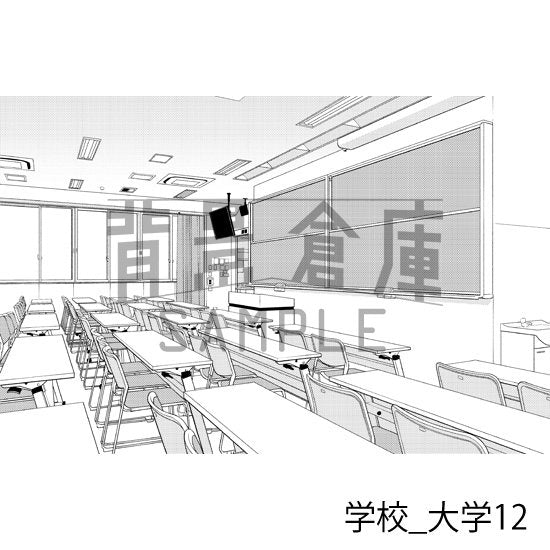大学の教室(トーンつき)です。