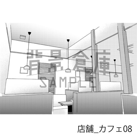 カフェの背景(トーンつき)です。