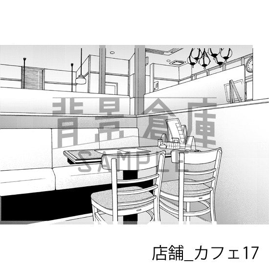カフェの背景(トーンつき)です。