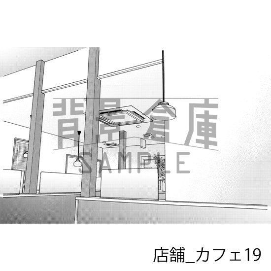 カフェの背景(トーンつき)です。