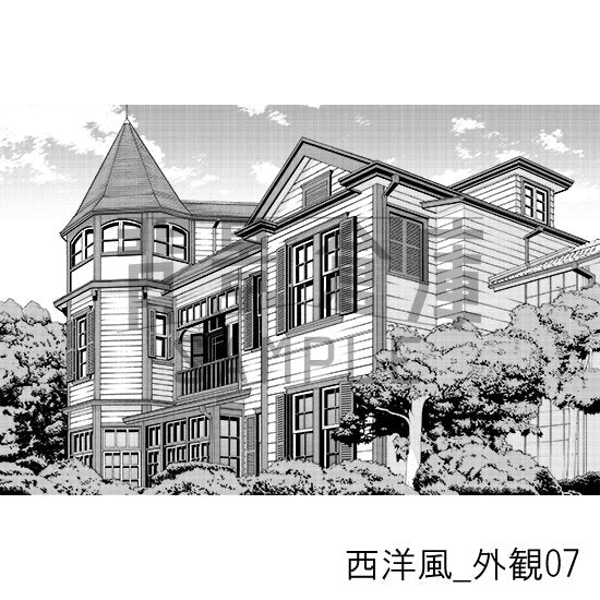 西洋風の外観(トーンつき)です。