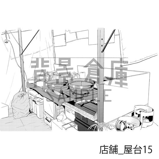 屋台の背景(トーンつき)です。
