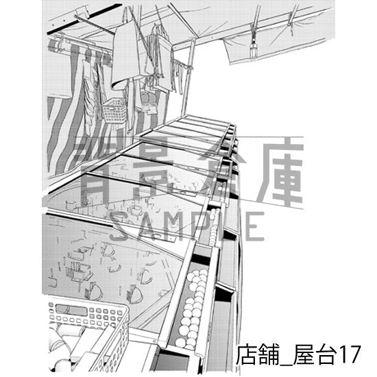 屋台の背景(トーンつき)です。