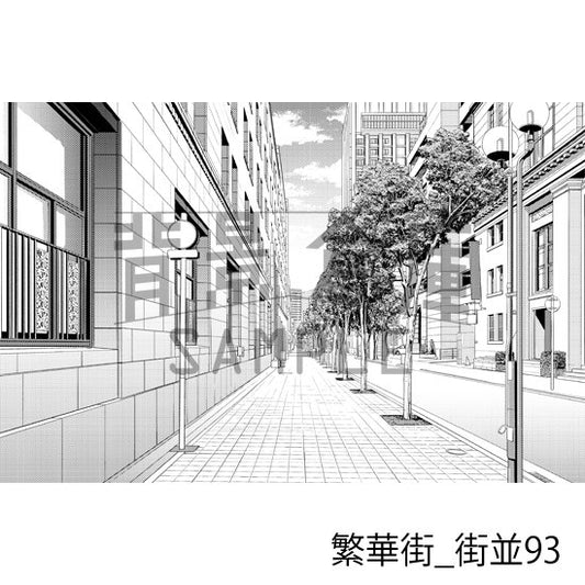 繁華街_背景素材集19(街並)_トーン