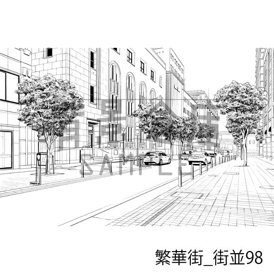 繁華街_背景素材集19(街並)_トーン