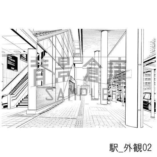駅_背景素材集3(改札 外観)_トーン