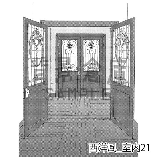西洋風の背景(トーンつき)です。