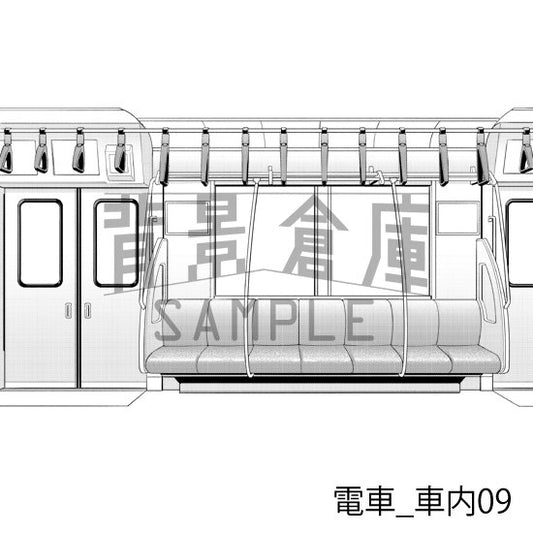 電車_背景素材集3(車内)_トーン