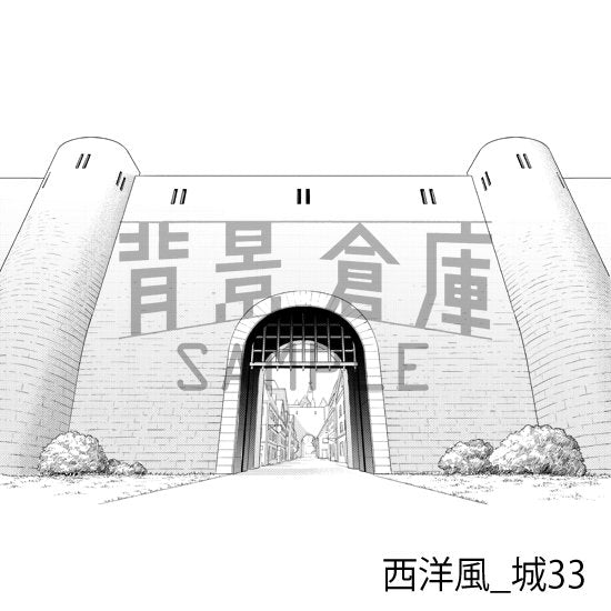 西洋風の城(トーンつき)です。