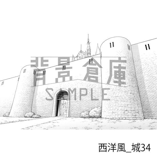 西洋風の城(トーンつき)です。