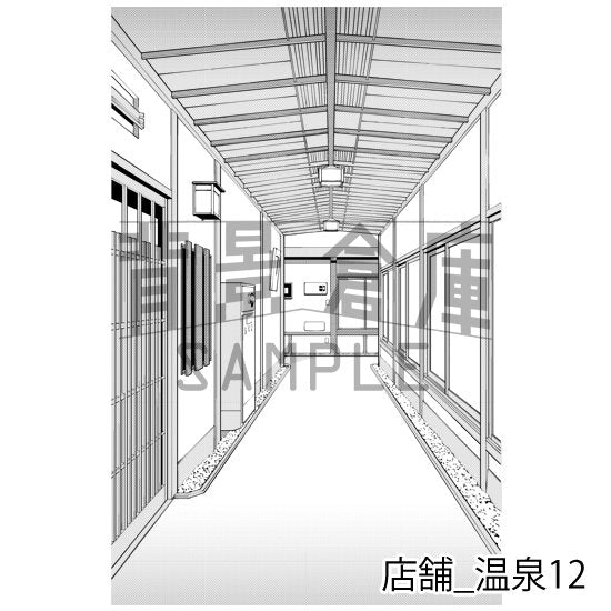 温泉旅館の背景(トーンつき)です。